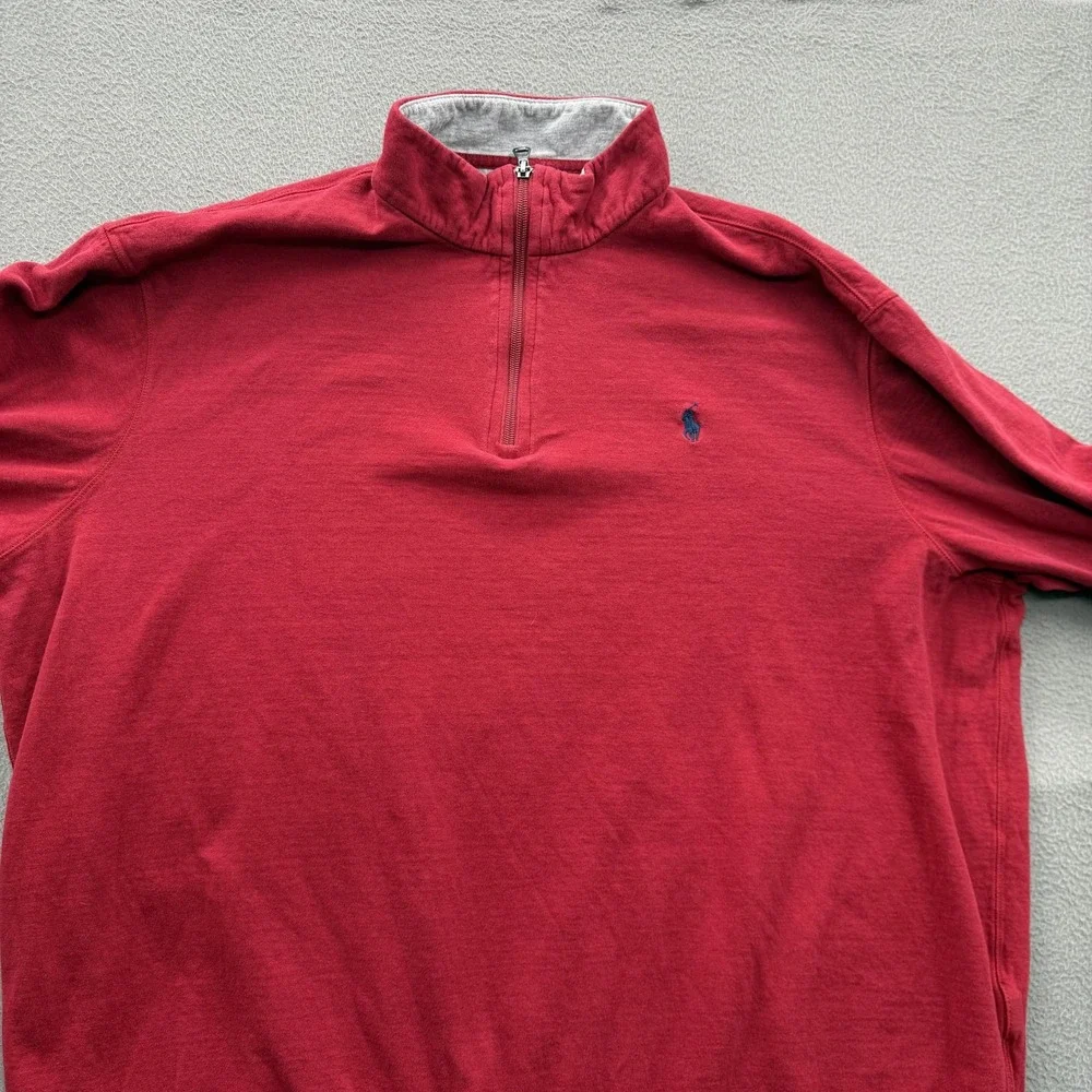Polo Ralph Lauren Sweatshirt Mens 2XL Red Performance 1/4 Zip Mock Neck Fleece